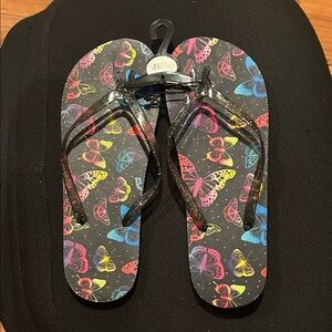 Colorful Butterfly Flip Flops